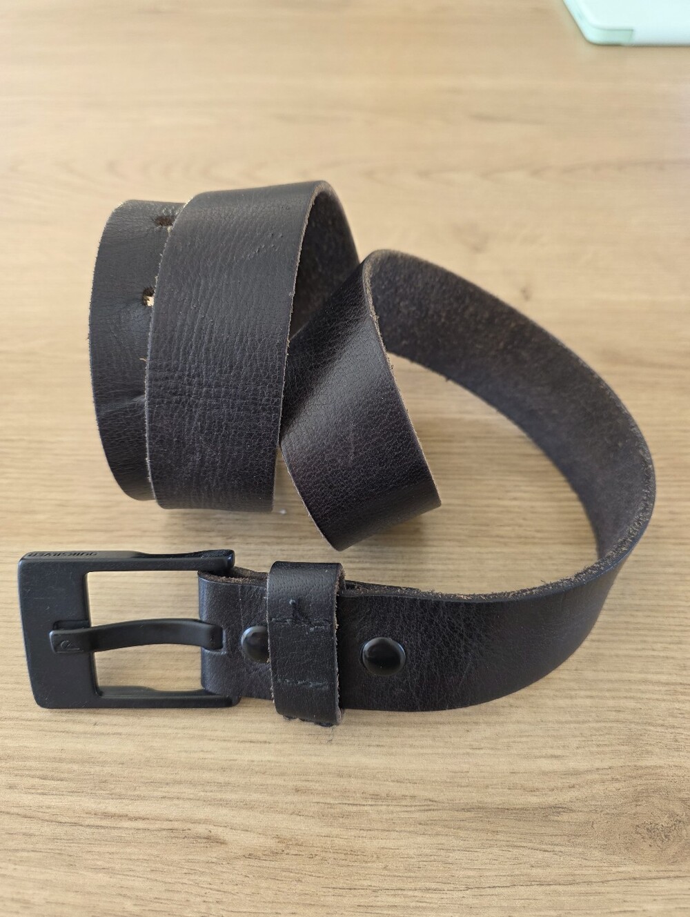 Men's Dark Brown QuickSilver Leather Belt with Matte Black Buckle